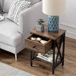 Modern X-Design Nightstands with Storage Bins - Set of 2
