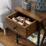 Modern X-Design Nightstands with Storage Bins - Set of 2
