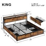 LIKIMIO King Bed Frame with Storage Drawer