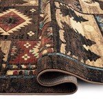 Buffalo Bear Rustic Area Rug, Brown/Red, 7'10"x10'5