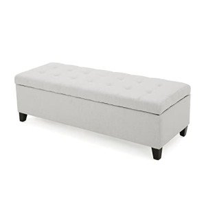 Light Gray Fabric Storage Pouf by Christopher Knight