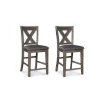 Caitbrook Gray Upholstered Stools - Set of 2