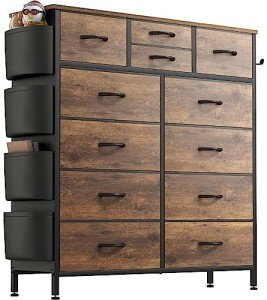 Rustic Brown 12-Drawer Tall Dresser for Home