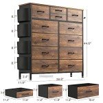 Rustic Brown 12-Drawer Tall Dresser for Home