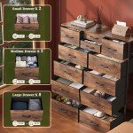 Rustic Brown 12-Drawer Tall Dresser for Home