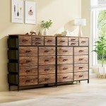 Rustic Brown 12-Drawer Tall Dresser for Home