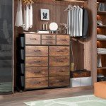 Rustic Brown 12-Drawer Tall Dresser for Home