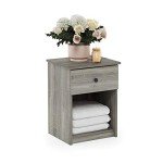 Furinno Lucca Nightstand Set, French Oak Grey