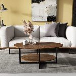 Oval Wood Coffee Table with Metal Cross Legs