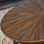 Oval Wood Coffee Table with Metal Cross Legs