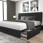 Allewie Upholstered King Bed Frame with Storage Drawers