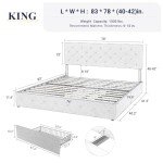 Allewie Upholstered King Bed Frame with Storage Drawers