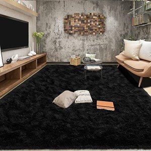 Super Soft 8x10 Black Shaggy Area Rug