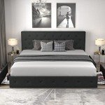 Allewie Upholstered King Bed Frame with Storage Drawers
