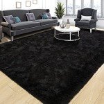 Super Soft 8x10 Black Shaggy Area Rug