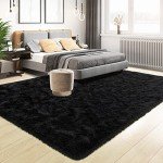 Super Soft 8x10 Black Shaggy Area Rug