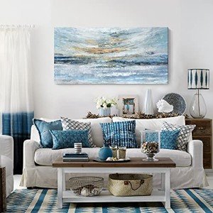 Light Blue Ocean Skyline Canvas Wall Art 60x30