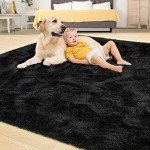 Super Soft 8x10 Black Shaggy Area Rug