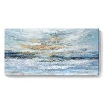 Light Blue Ocean Skyline Canvas Wall Art 60x30
