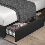 Allewie Upholstered King Bed Frame with Storage Drawers