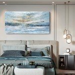 Light Blue Ocean Skyline Canvas Wall Art 60x30