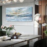 Light Blue Ocean Skyline Canvas Wall Art 60x30