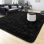 Super Soft 8x10 Black Shaggy Area Rug