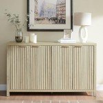 Fluted Oak Sideboard Buffet Cabinet with Adjustable Shelves