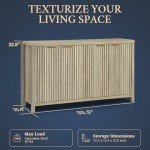 Fluted Oak Sideboard Buffet Cabinet with Adjustable Shelves