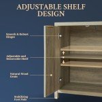 Fluted Oak Sideboard Buffet Cabinet with Adjustable Shelves