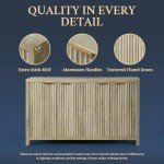 Fluted Oak Sideboard Buffet Cabinet with Adjustable Shelves