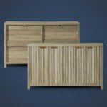Fluted Oak Sideboard Buffet Cabinet with Adjustable Shelves
