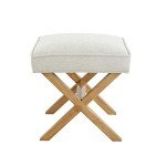 Modern Rectangular Ottoman Stool in Ivory Linen