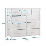 10-Drawer Fabric Dresser with Wood Top - White