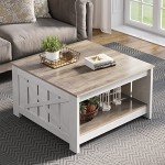YITAHOME Gray Wood Coffee Table 80x80x45cm
