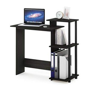 Furinno Espresso/Black Laptop Desk with Shelves
