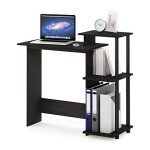 Furinno Espresso/Black Laptop Desk with Shelves