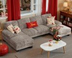 Furmax U-Shaped Grey Sectional Sofa for Living Room