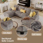 Furmax U-Shaped Grey Sectional Sofa for Living Room