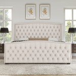 Cream Velvet King Size Platform Bed Frame