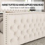 Cream Velvet King Size Platform Bed Frame