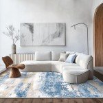 Soft Blue Cream 8x10 Area Rug - Modern Design