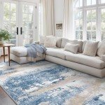 Soft Blue Cream 8x10 Area Rug - Modern Design
