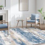 Soft Blue Cream 8x10 Area Rug - Modern Design