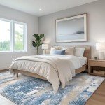 Soft Blue Cream 8x10 Area Rug - Modern Design