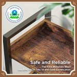 Vintage 6-Tier Industrial Wooden Bookshelf with Hooks