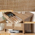 SICOTAS Rattan Buffet Cabinet Set, Natural Oak