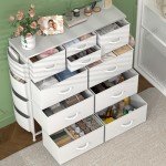 10 Drawer White Dresser with Hooks and Pockets