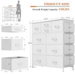 10 Drawer White Dresser with Hooks and Pockets