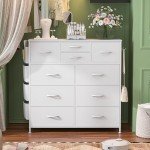 10 Drawer White Dresser with Hooks and Pockets
